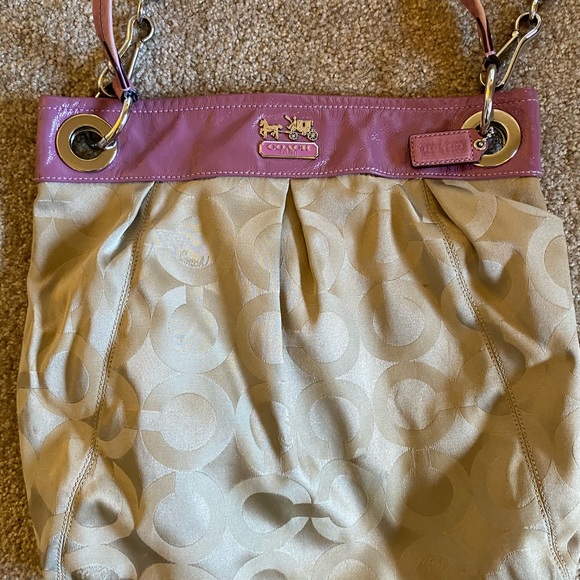 Coach cross body purse - lavender and tan fabric C - Picture 2 of 7